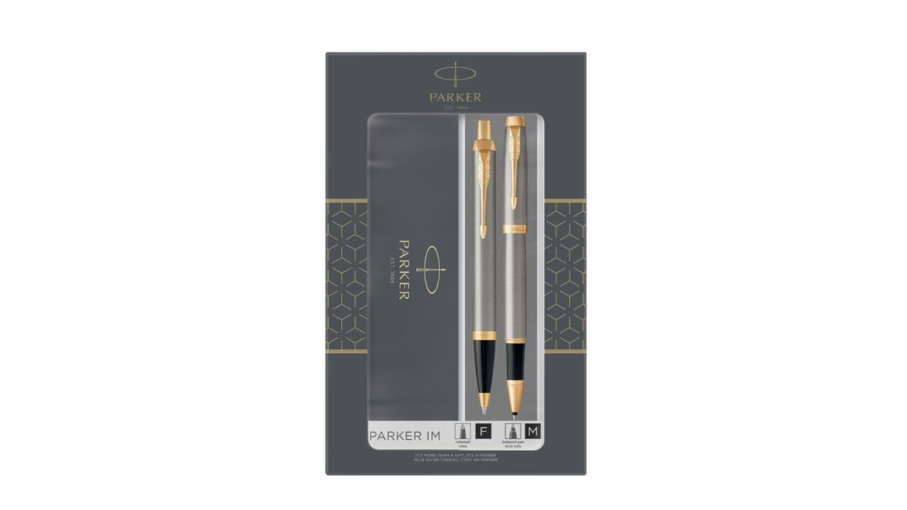 Balpen en Rollerpen Parker IM brushed metal GT medium 2 stuks